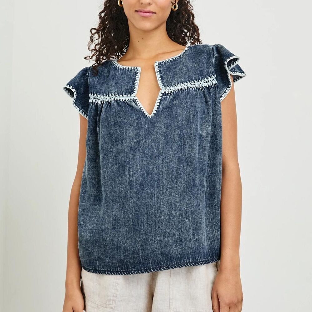 RAILS Tafia Top in Classic Blue - Size Medium